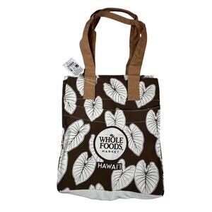 TAG ALOHA CO Hydro Kalo Tote Bag Brown Leaf Organic Cotton Hawaii Reusable NEW